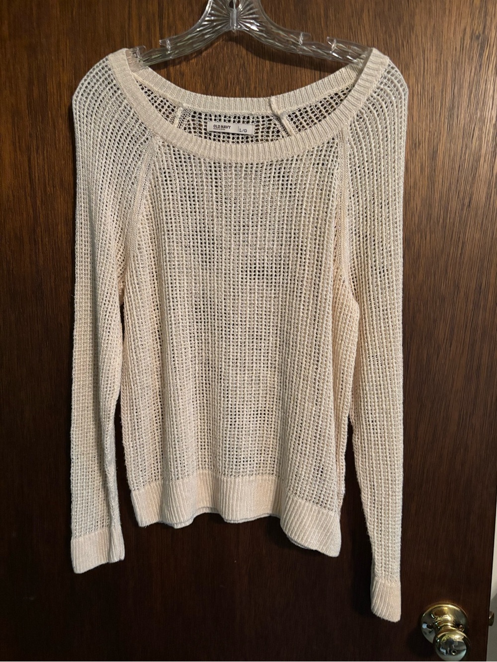 Old Navy Open-Knit Scoop Neck Sweater in Cream